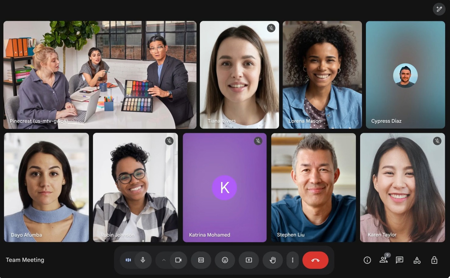 Google Meet call view from the other participant
