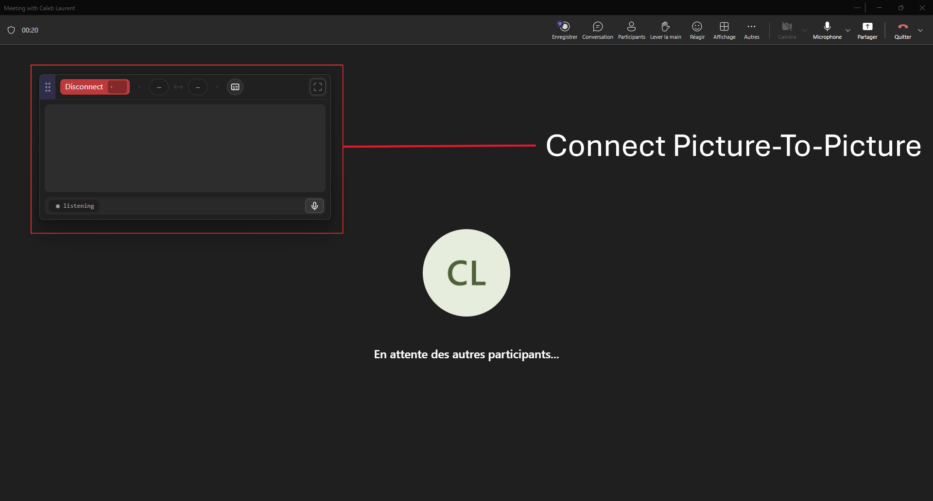 Connect ao lado de uma chamada do Microsoft Teams