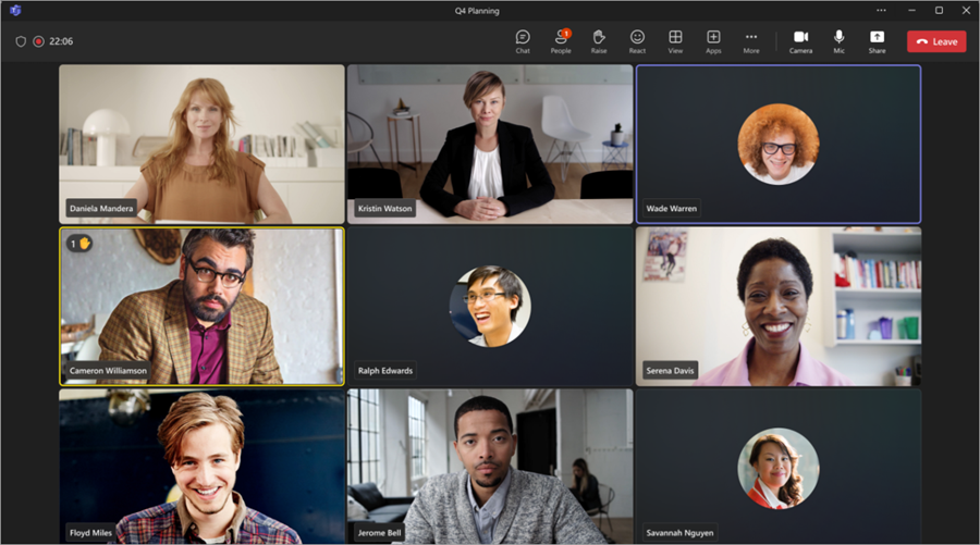 Visão da chamada do Microsoft Teams pelo outro participante